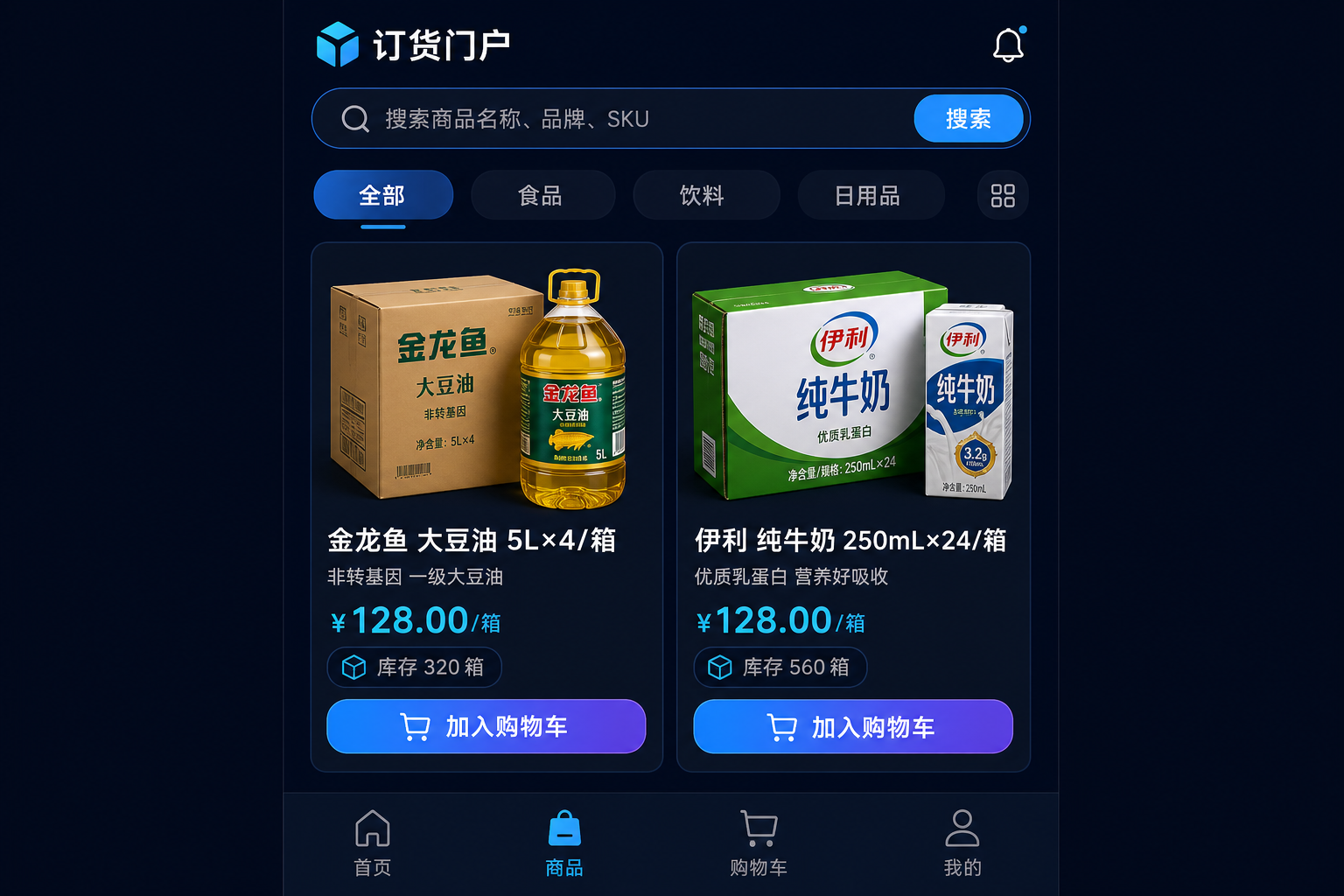 客户订货门户：商品目录与购物车